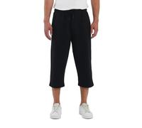 COMEOR Short capri 3/4 en coton pour homme avec poches - Short d'été décontracté coupe ample pour l'entraînement, le jogging, l'athlétisme, la gym, la course à pied, Noir/transparent, S