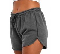 Comeor Short Femme Été en Coton, Short Sport et Détente avec Taille Élastique, Cordon Ajustable, Tissu Doux Extensible, Coupe Arrondie, Yoga Fitness Maison