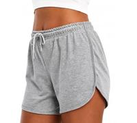 Comeor Short Femme Été en Coton, Short Sport et Détente avec Taille Élastique, Cordon Ajustable, Tissu Doux Extensible, Coupe Arrondie, Yoga Fitness Maison