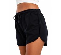 Comeor Short Femme Été en Coton, Short Sport et Détente avec Taille Élastique, Cordon Ajustable, Tissu Doux Extensible, Coupe Arrondie, Yoga Fitness Maison
