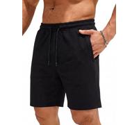Comeor Short Homme avec Fermeture éclair - Short en Coton, Short de Sport, Bermuda de Jogging, Short de Course, Pantalon d'entraînement d'été (Noir 3XL)