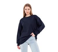 COMEOR Sweat-shirt pour femme - Pull surdimensionné confortable en coton - T-shirt à manches longues - Pull basique sans capuche - Coupe droite, bleu foncé, M