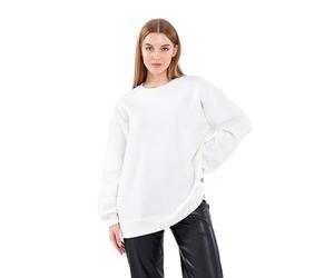 COMEOR Sweat-shirt pour femme - Pull surdimensionné confortable en coton - T-shirt à manches longues - Pull basique sans capuche - Coupe droite, Blanc., XL