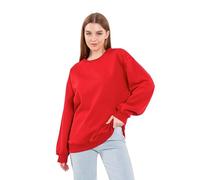 COMEOR Sweatshirt pour femme - Pull surdimensionné confortable en coton - T-shirt à manches longues comme pull basique sans capuche - Coupe droite (noir S), rouge, M