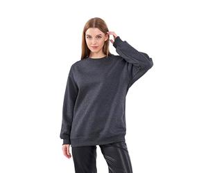COMEOR Sweatshirt pour femme - Pull surdimensionné confortable en coton - T-shirt à manches longues - Pull basique sans capuche - Coupe droite