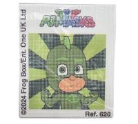 COMERCIAL MERCERA, Point de croix, Point de Croix Enfant, Pj Mask, pour Créer Votre Canevas Enfant, Amusant pour les Enfants, Apprenez avec le Kit de Broderie au Point de Croix, 18 x 15 Cm (Gekko)