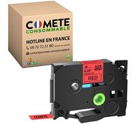COMETE - 1 Ruban Compatible avec TZe-421 Tz 421 Tze421 pour Étiqueteuse Brother P-Touch PT-D200 PT-1010 1000 PT-H100LB PT-E100VP PT-H107B PT-E110 GL-H105 PT-H200-9mm x 8m - Noir sur Rouge