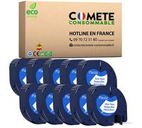 COMETE 10 Ruban Compatible avec DYMO 91201 91221 91331 12mm x 4m Noir/Blanc