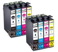 COMETE - Cartouches d'encre Compatibles avec EPSON 16 16 XL - Lot de 8 | Marque Française, 2 Noir et 6 Couleur, Pour Imprimante WF-2510 WF-2750 WF-2760 WF-2530, Stylo Plume