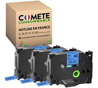 COMETE 3 Ruban Compatible avec Brother P-Touch TZe 541 18mm x 8m Noir/Bleu