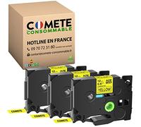 COMETE 3 Ruban Compatible avec Brother P-Touch TZe 631 12mm x 8m Noir/Jaune