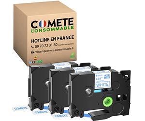 COMETE -3 Ruban Compatible avec TZe-223 Tz 223 Tze223 pour Étiqueteuse Brother P-Touch PT-D200 PT-1010 1000 PT-H100LB PT-E100VP PT-H107B PT-E110 GL-H105 PT-H200-9mm x 8m - Bleu sur Blanc