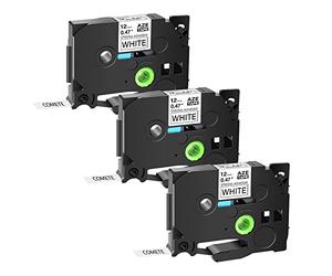 COMETE - 3 Ruban TZe-S231 Tz S231 TzeS231 Compatible pour Étiqueteuse Brother P-Touch PT-D200 PT-1010 1000 PT-H100LB PT-E100VP PT-H107B PT-E110 GL-H105 PT-H200-12mm x 8m - Noir sur Blanc (3)