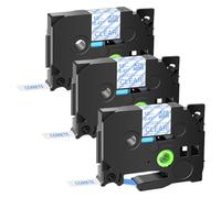 COMETE - 3 Rubans TZe-133 Tz 133 Tze133 Compatible pour Étiqueteuse Brother P-Touch PT-D200 PT-1010 1000 PT-H100LB PT-E100VP PT-H107B PT-E110 GL-H105 PT-H200-12mm x 8m - Bleu sur Transparent (3)