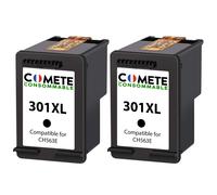 COMETE - 301XL - 2 Cartouches d'encre compatibles avec HP 301XL - Noir - Marque française