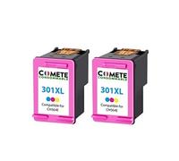 COMETE - 301XL - 2 Cartouches d'encre Compatibles HP - Couleur - Marque française Couleur