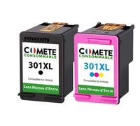 COMETE - 301XL - 2 Cartouches d'encre Compatibles HP - Sans puce - Marque française
