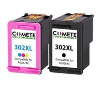 COMETE, marque française - 302XL - 2 Cartouches d'Encre Compatibles avec HP 302 XL - pour HP Envy 4520 4525 DeskJet 3630 3636 3639 3634 2130 Officejet 3831 3833 3830 4650 5220 (Noir et Couleur)