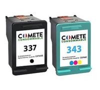COMETE - 337 343 - 2 Cartouches d'encre Compatible HP 337/343 - Marque française G