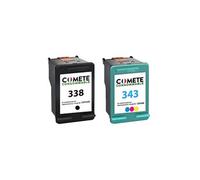 COMETE - 338 343 - 2 Cartouches d'encre Compatibles HP 338/343 - Marque française