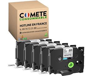 COMETE - 5 Ruban TZe-S231 Tz S231 TzeS231 Compatible pour Étiqueteuse Brother P-Touch PT-D200 PT-1010 1000 PT-H100LB PT-E100VP PT-H107B PT-E110 GL-H105 PT-H200-12mm x 8m - Noir sur Blanc (5)