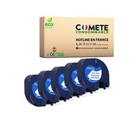 COMETE - 5 Rubans etiquettes compatibles avec DYMO 91331 Noir sur Blanc