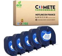 COMETE - 5 Rubans etiquettes compatibles avec DYMO 91331 Noir sur Blanc Noir G