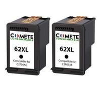 COMETE- 62XL - 2 Cartouches d'encre compatibles avec HP 62 XL - Noir - Marque française
