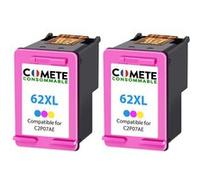 COMETE- 62XL - 2 Cartouches d'encre compatibles avec HP 62XL - Couleur - Marque française