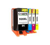COMETE - 920XL - 4 Cartouche d'encre compatibles avec HP 920XL - Marque française
