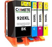 COMETE - 920XL - 4 Cartouche d'encre compatibles avec HP 920XL - Marque française Jaune Cyan Magenta Noir G