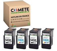 COMETE Cartouche d'encre Compatible avec Canon 545 546 XL 2 Noir 2 Couleur | Marque Française, pour Pixma MX495 TS3150 TS3350 TS3350 TS3450 MG2550S MG2555S MG3050 MG2950 MG3051 MG2450 MG2500 TR4550