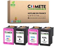 COMETE Cartouche d'encre Compatible avec HP 62 62XL - 2 Noir 2 Couleur | Marque Française, 2 Noir et 2 Couleur, pour imprimante HP Envy 5640 5547 5644 5642 7640 5540 OfficeJet 200 250 5740