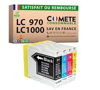 COMETE, Marque française - LC970 LC1000-4 Cartouches d'encre Compatibles avec Brother LC970 LC1000 - pour Brother DCP135C DCP150C DCP153C DCP157C MFC235C MFC260C (1 Noir et 3 Couleur)
