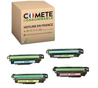 COMETE Cartouche Toner Compatible avec HP 507X 507A CE400A CE400X Lot de 4 | Marque Française, 1 noir et 3 Couleur, pour Imprimante HP LaserJet Enterprise 500 Color M551 M551DN M575f M575c M575dn