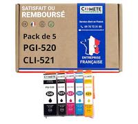 COMETE Cartouches d'encre Compatibles avec Canon PGI-520 CLI-521 - Lot de 5