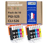 COMETE Cartouches d'encre Compatibles avec Canon PGI-525 CLI-526 Lot de 10