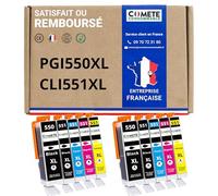 COMETE Cartouches d'encre Compatibles avec Canon PGI-550 CLI-551 Lot de 10