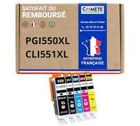COMETE Cartouches d'encre Compatibles avec Canon PGI-550 CLI-551 Lot de 5 | Pour iP7250 iP8750 iX6850 MG5450 MG5550 MG5650 MG6350 MG6450 MG6650 mg7100 MG7150 MG7550 MX725 MX920 MX925