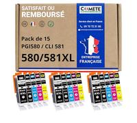 COMETE Cartouches d'encre Compatibles avec Canon PGI-580 CLI-581 Lot de 15