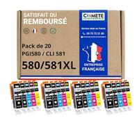 COMETE Cartouches d'encre Compatibles avec Canon PGI-580 CLI-581 Lot de 20 | Marque Française, pour Pixma TS705 TS6150 TS6151 TS6350 TS6351 TS6300 TS8150 TS8151 TS8250 TS9150 TR8550 TS9550 TR7550