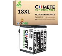 COMETE - Cartouches d'encre Compatibles avec EPSON 18 18 XL - 4 Noir | Marque Française pour Epson XP-225 XP-215 XP-205 XP-322 XP-305 XP-325 XP-422 XP-405 XP-415 XP-425 XP-315 XP-312 XP-412 XP-102
