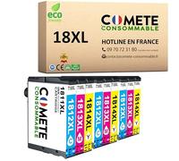 COMETE - Cartouches d'encre Compatibles avec EPSON 18 18XL - Lot de 9 | Marque Française pour Epson XP-225 XP-215 XP-205 XP-322 XP-305 XP-325 XP-422 XP-405 XP-415 XP-425 XP-315 XP-312 XP-412 XP-102
