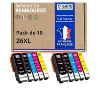 COMETE - Cartouches d'encre Compatibles avec EPSON 26 26XL - Lot de 10