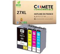 COMETE Cartouches d'encre Compatibles avec EPSON 27 27XL Réveil - Lot de 4