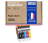 COMETE Cartouches d'encre compatibles avec EPSON 33 33XL Orange- Lot de 5 | Marque Française, 2 Noir 3 Couleur, pour Expression Premium XP-540 XP-530 XP-830 XP-7100 XP-900 XP-640 XP-630 XP-635 XP-645