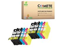 COMETE - Cartouches d'encre Compatibles avec EPSON 34 34XL - Lot de 10