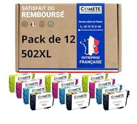COMETE Cartouches d'encre Compatibles avec EPSON 502 502XL - Lot de 12 | Marque Française, pour Expression Home XP-5100 XP-5105 XP-5150 XP-5155, Workforce WF-2860 WF-2865 WF-2880 WF-2885 DWF
