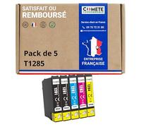 COMETE - Cartouches d'encre Compatibles avec EPSON T1285 - Lot de 5 | Marque Française, 2 Noir 3 Couleur, pour Imprimante Epson Stylus Office BX305F BX305FW SX125 SX130 SX230