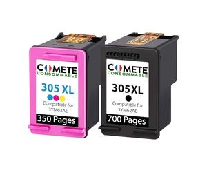 COMETE Cartouches d'encre Compatibles avec HP 305 305XL - 1 Noir 1 Couleur | Marque Française, pour Imprimante HP DeskJet 2700 2720 2710 2300 Plus 4120 4100 4110 Envy 6000 6032 6020 6022 Pro 6400